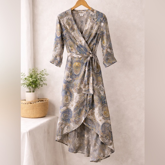 Magaschoni Dresses & Skirts - Magaschoni 100% Linen Paisley Wrap Dress | Size 8 | $198 Retail ✨